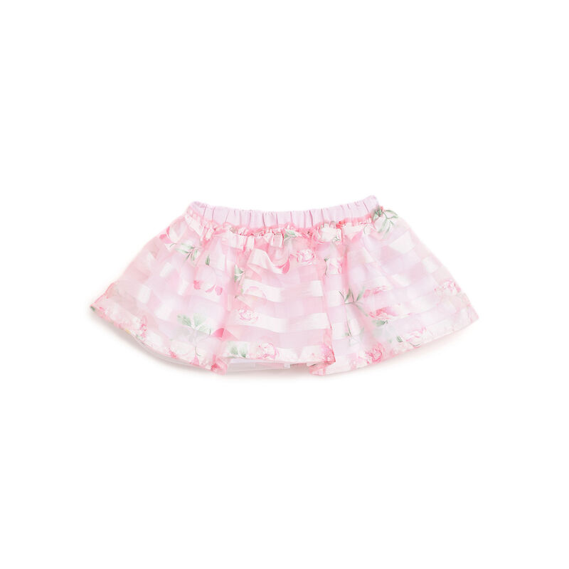 Girls Light Pink Floral Printed Skirt image number 0